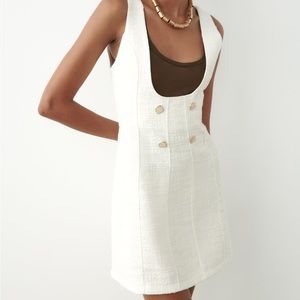 NWT Zara Textured Jewel Button Pinafore Dress
